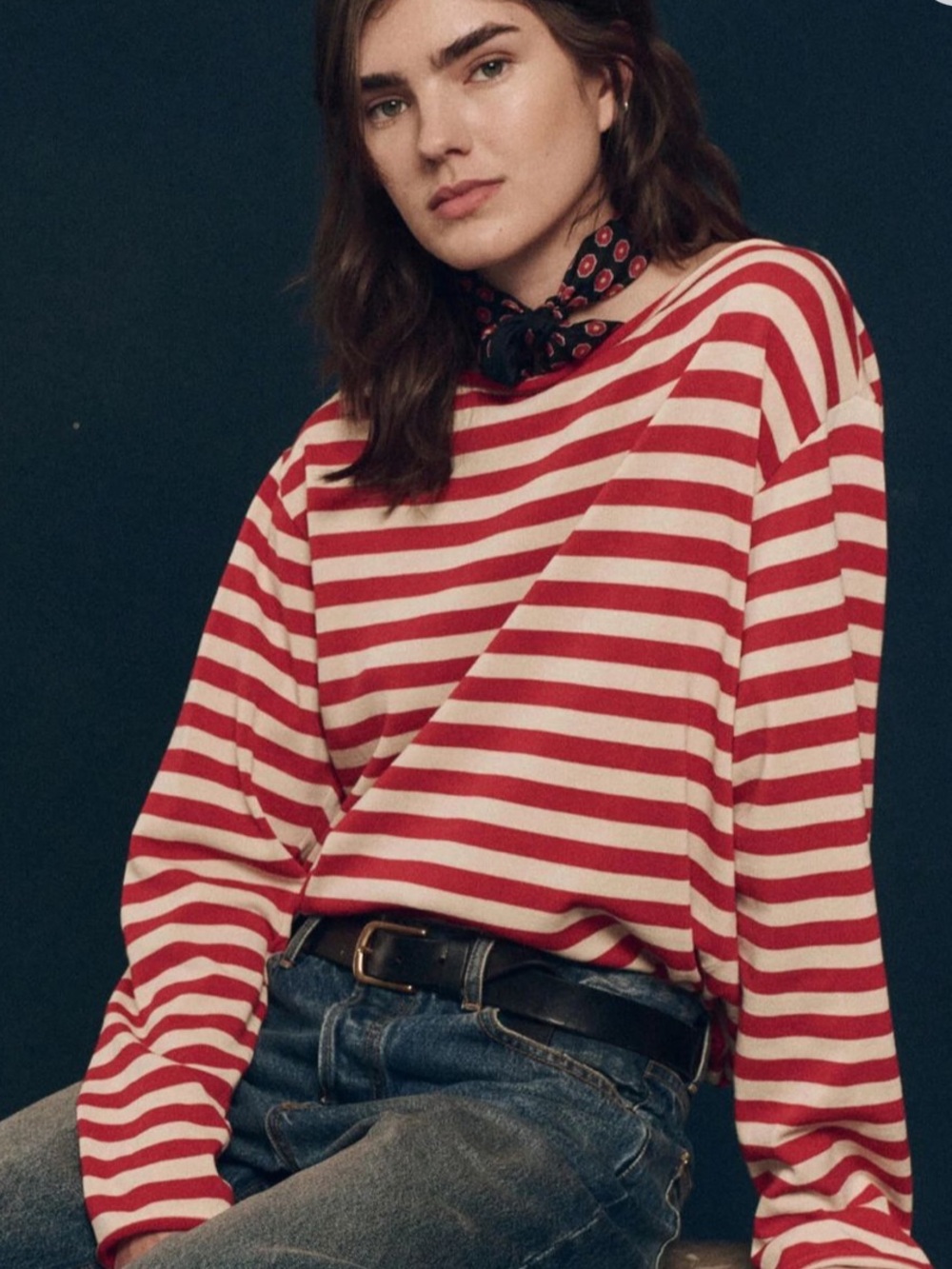 THE GREAT. Collectors The Sailor Sweater in Maple Stripe